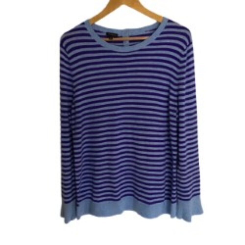 Talbots Blue & Purple Striped Wool Blend Sweater Large